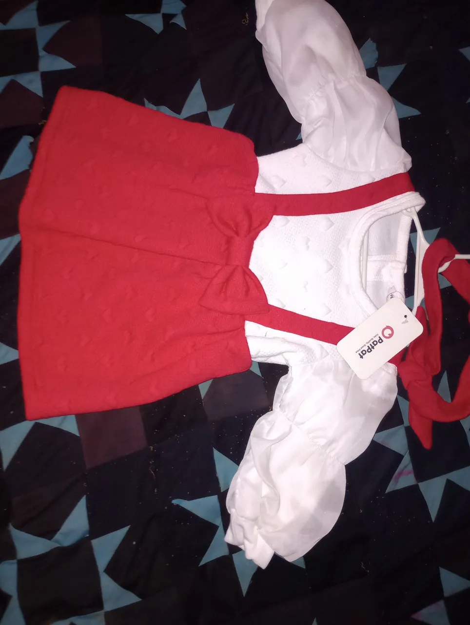 Vestido Infantil Vermelho com Detalhes em Branco