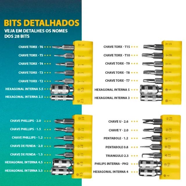 Conjunto de Chave de Fenda Magnética 38 Em 1 para Consertos de Smartphones e Notebooks - Foto 6