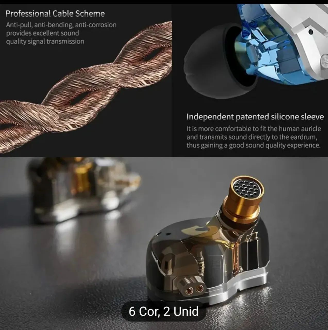 KZ ZS10 Pro - Fones de Ouvido com Tecnologia Híbrida bom para jogos  - Foto 3