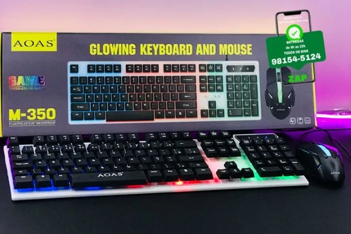 Teclado + Mouse Com Fio e Led - Entrega das 9 até as 22hrs