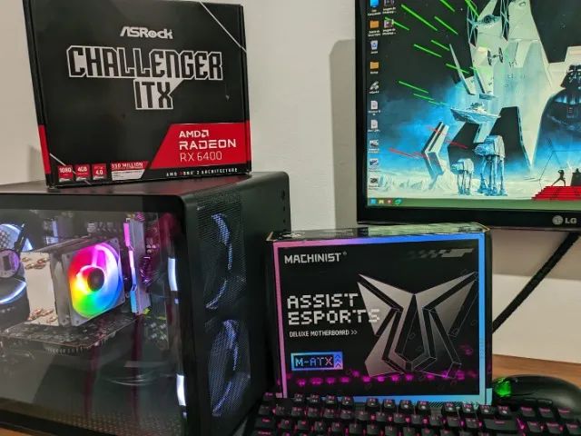 PC Gamer Completo Xeon 2650v4 RX6400 com monitor, mouse e teclado, roda tudo - Foto 6