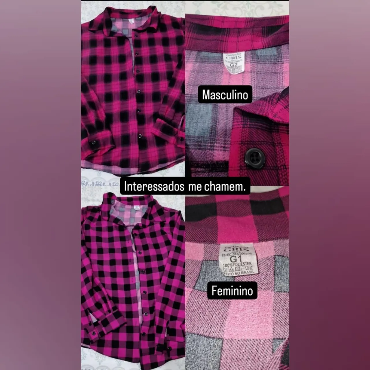 Camisas Xadrez Feminina e Masculina
