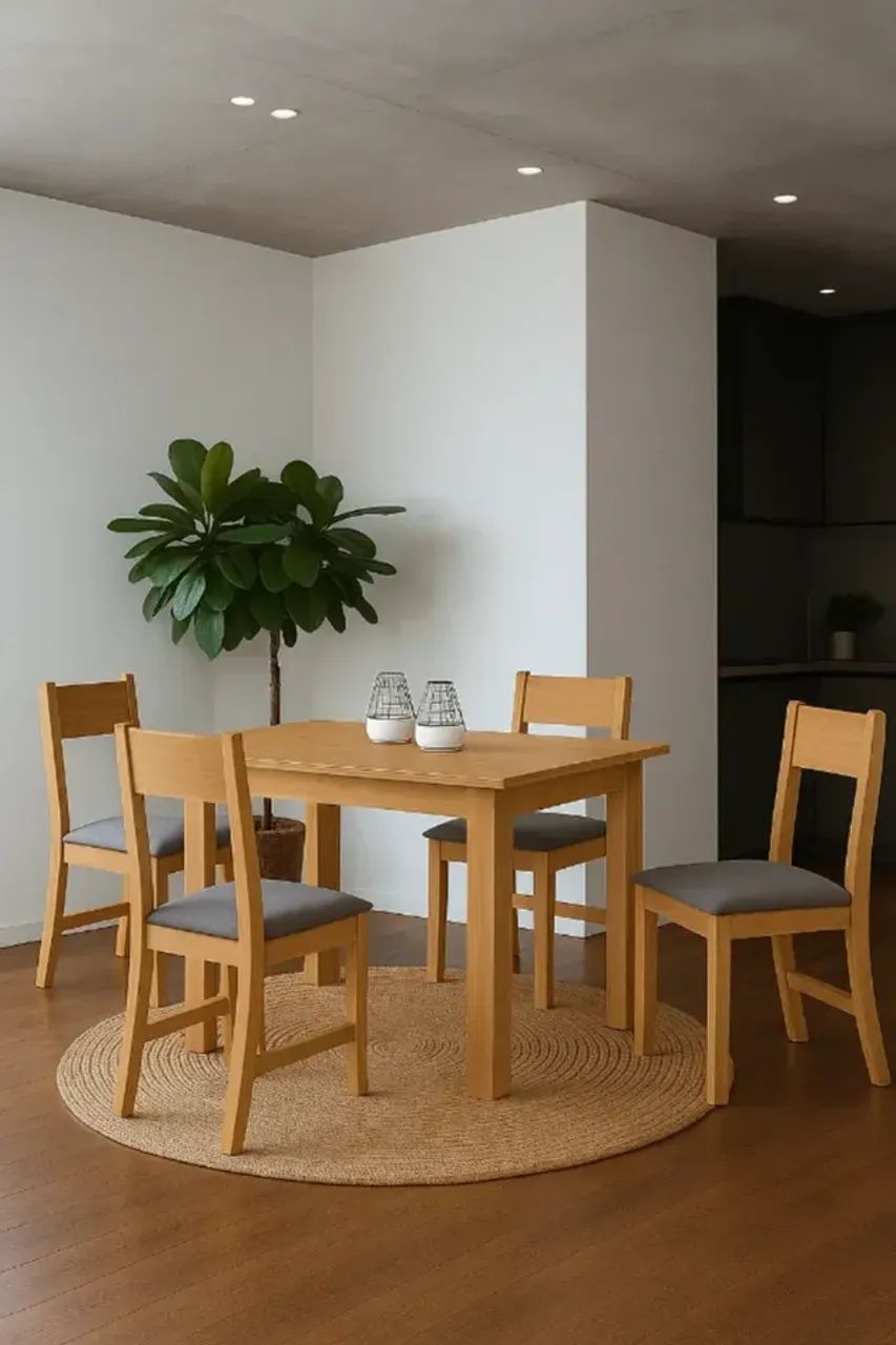 Mesa de Jantar Isis com 4 cadeiras Cinza
