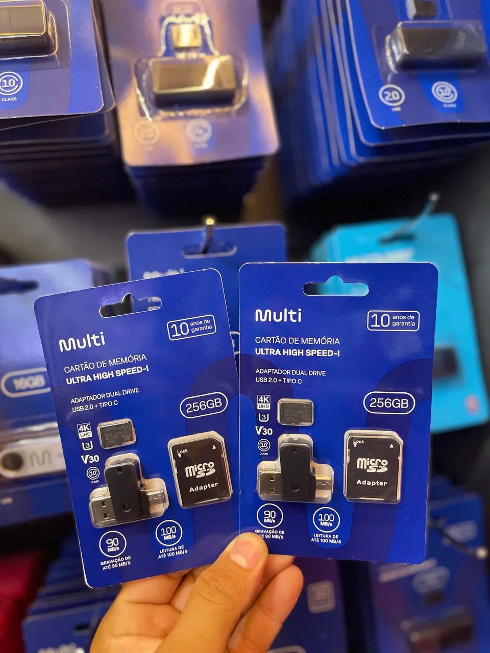 Cartão de memória micro SD 256gb, com Adaptador USB, ultra classe 10 Dual Drive,
