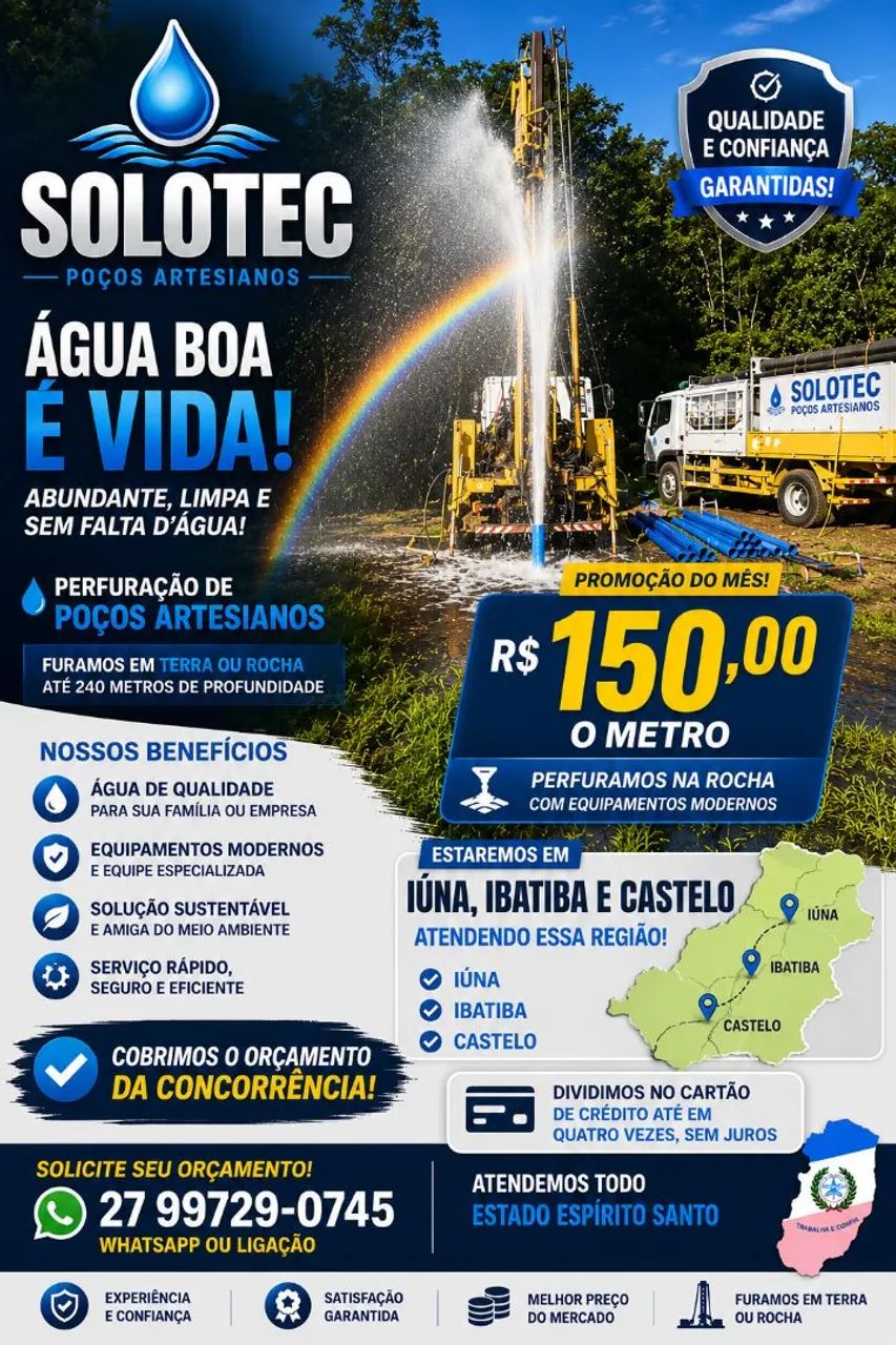 Poco artesiano furado na Rocha 
