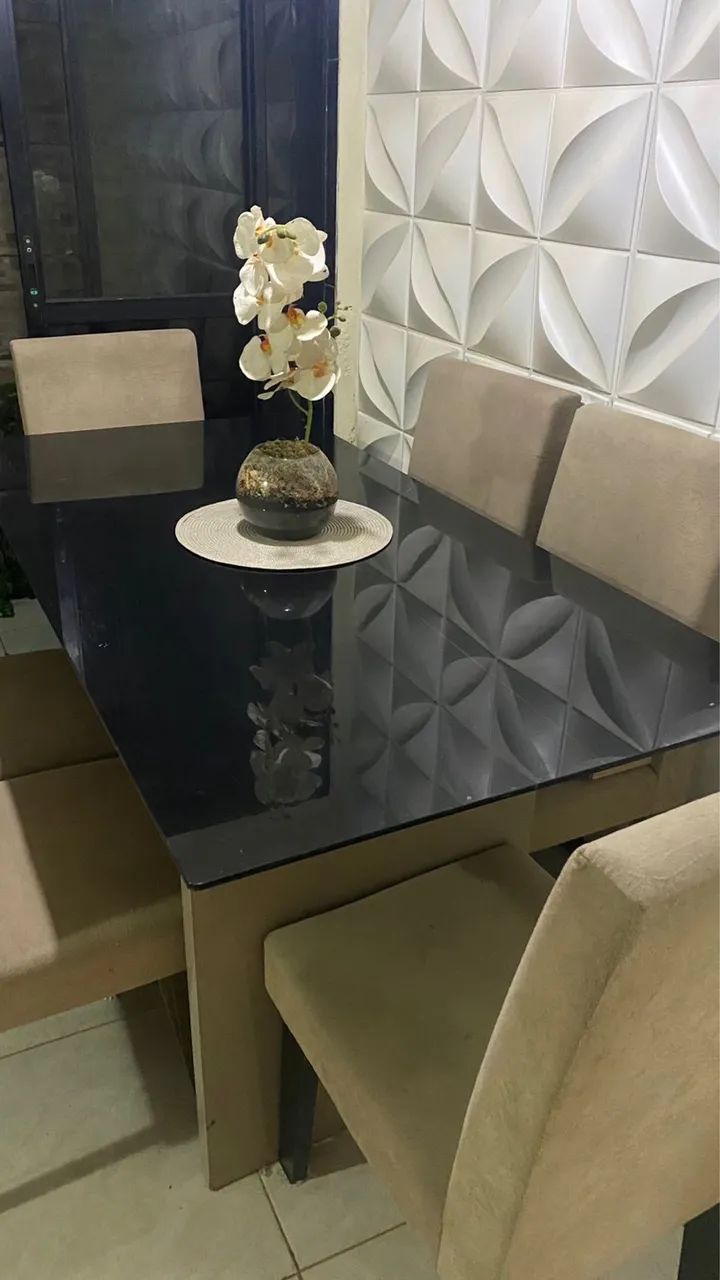Mesa de de vidro 6 cadeiras 