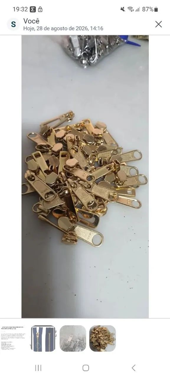 Cursor e puxador Original YKK 45 DOURADO