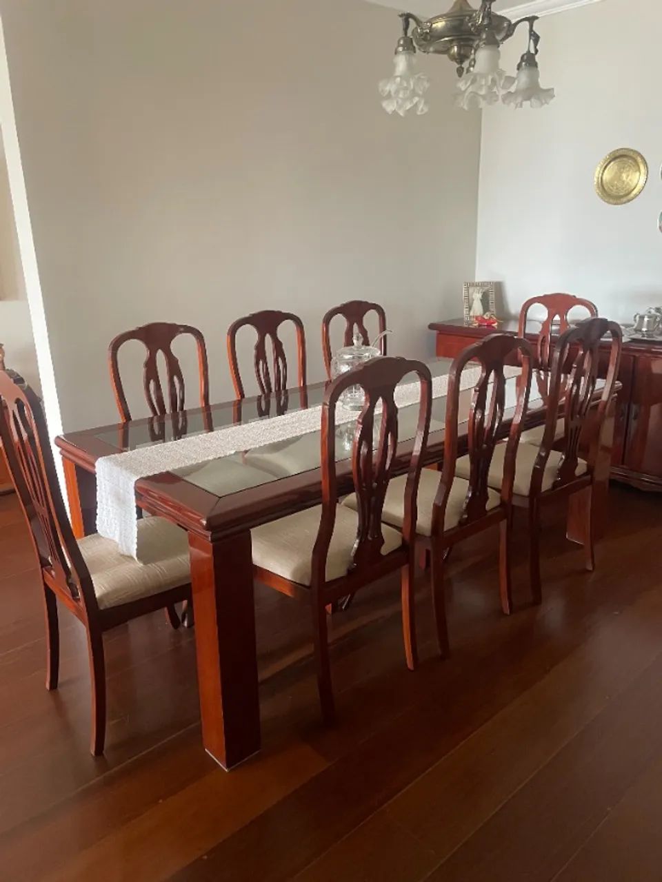 Mesa de Jantar 8 Lugares com Tampo de Vidro