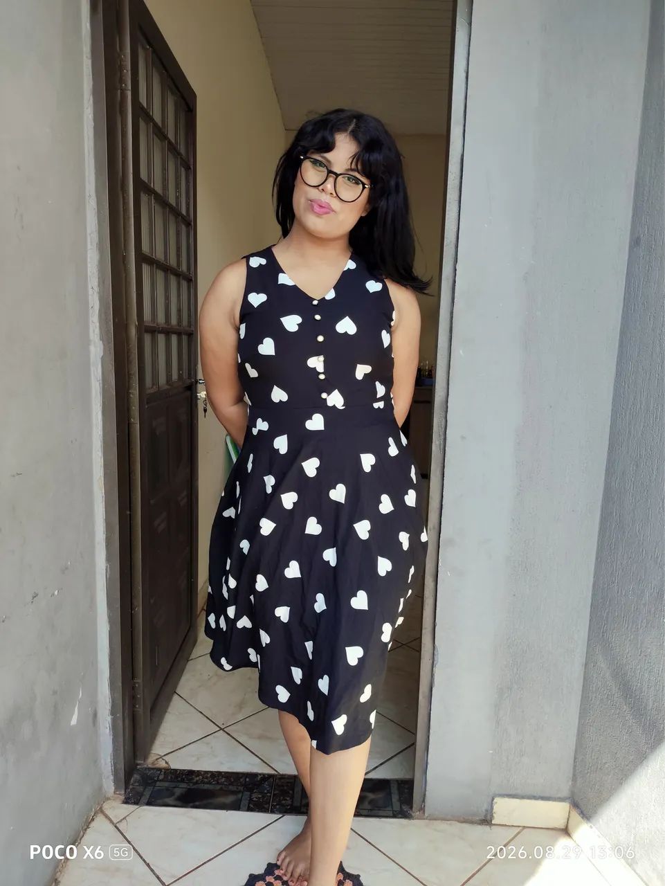 Vestido romântico preto e branco 