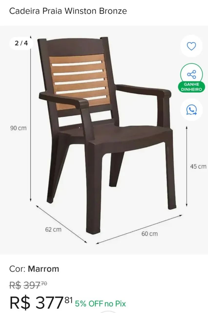 4 poltronas de plástico, modelo Winston, marca Grosfillex, conservadas  - Foto 5