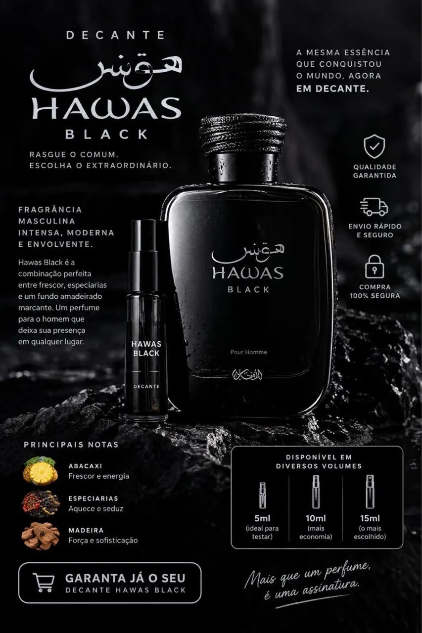 Decantes Perfume Árabe - Hawas Black 