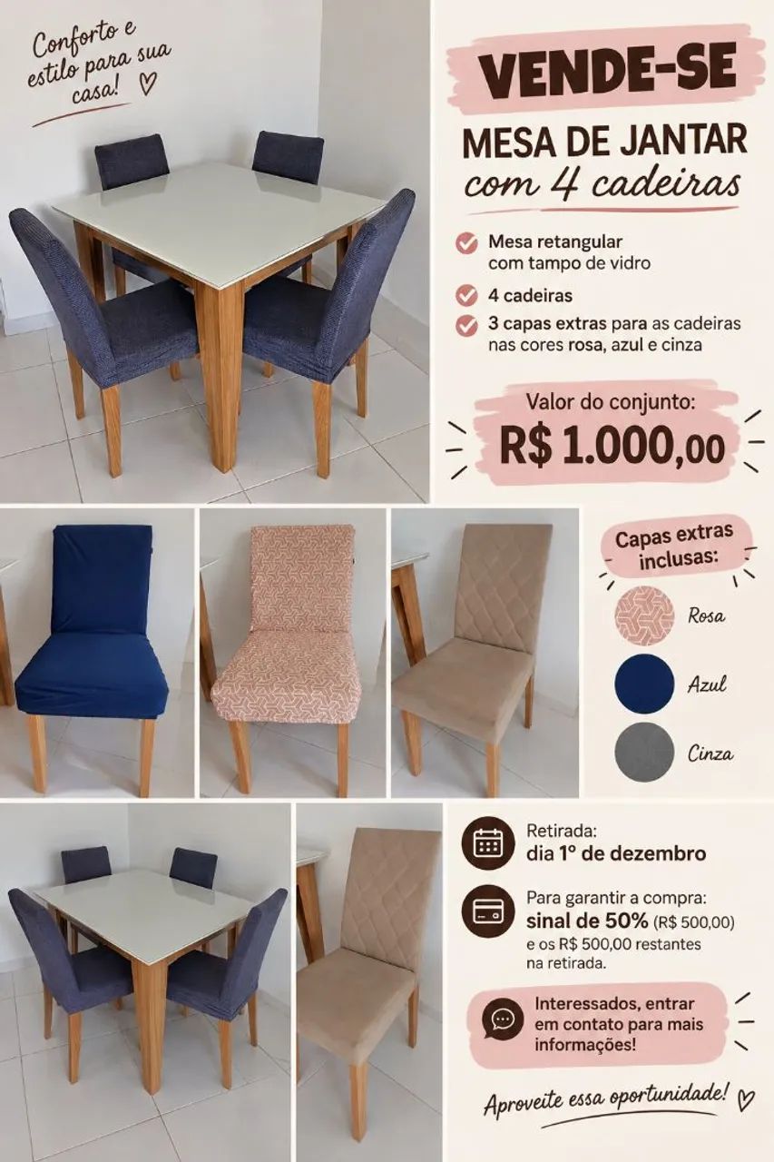 Mesa Retangular com 4 cadeiras  - Foto 2