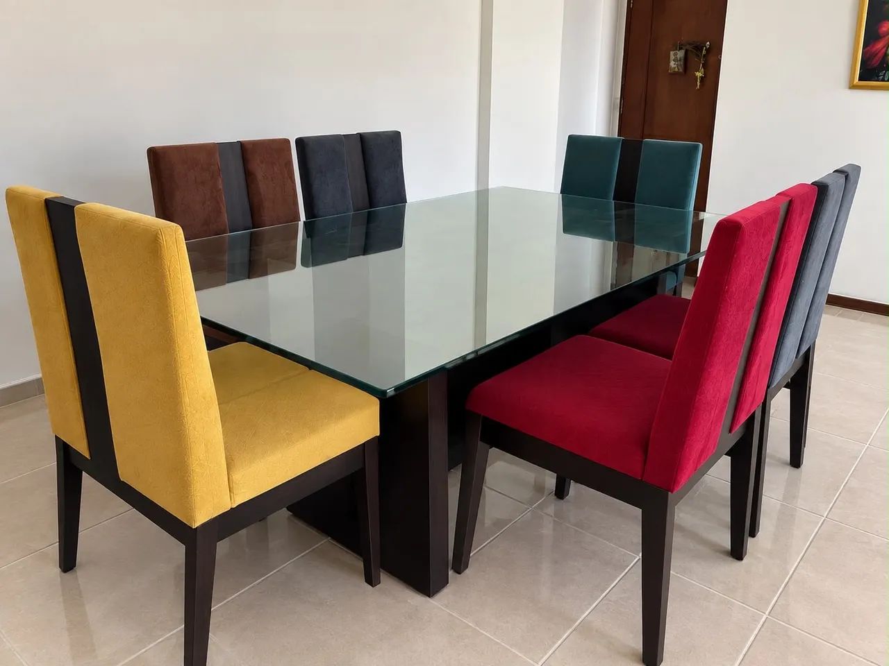 Mesa de janta de vidro 6 lugares