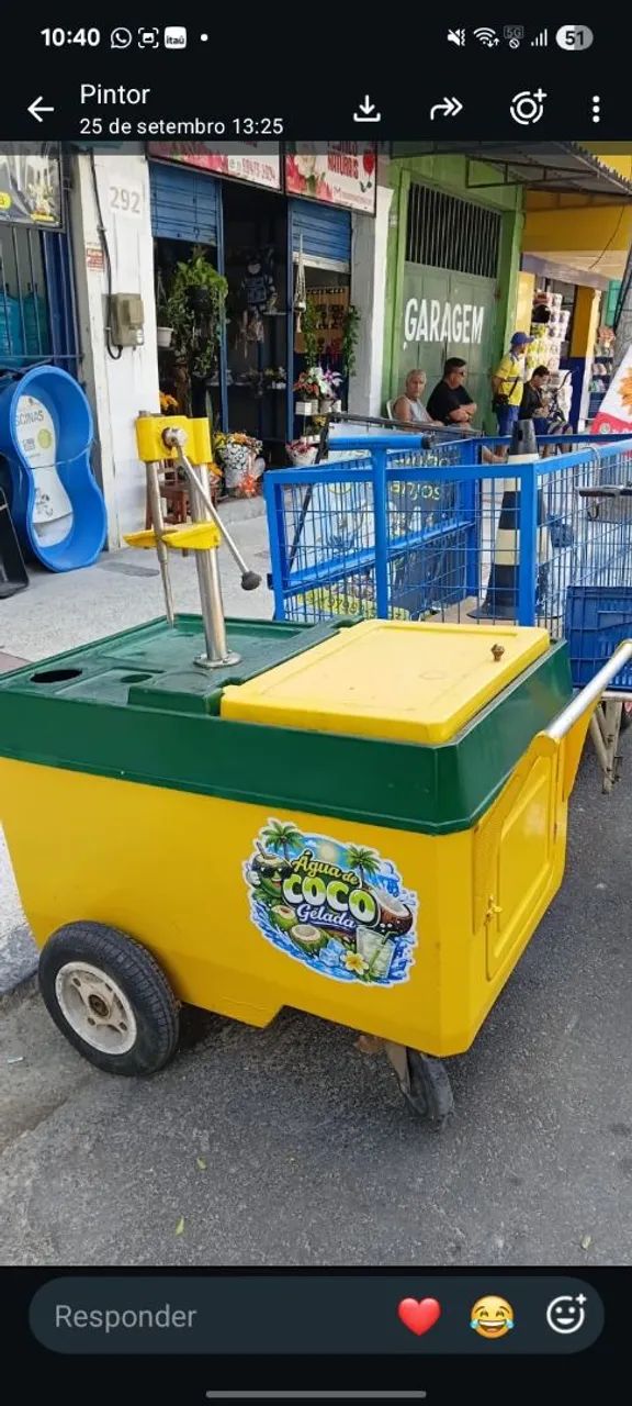 Carrinho de coco pra sair logo