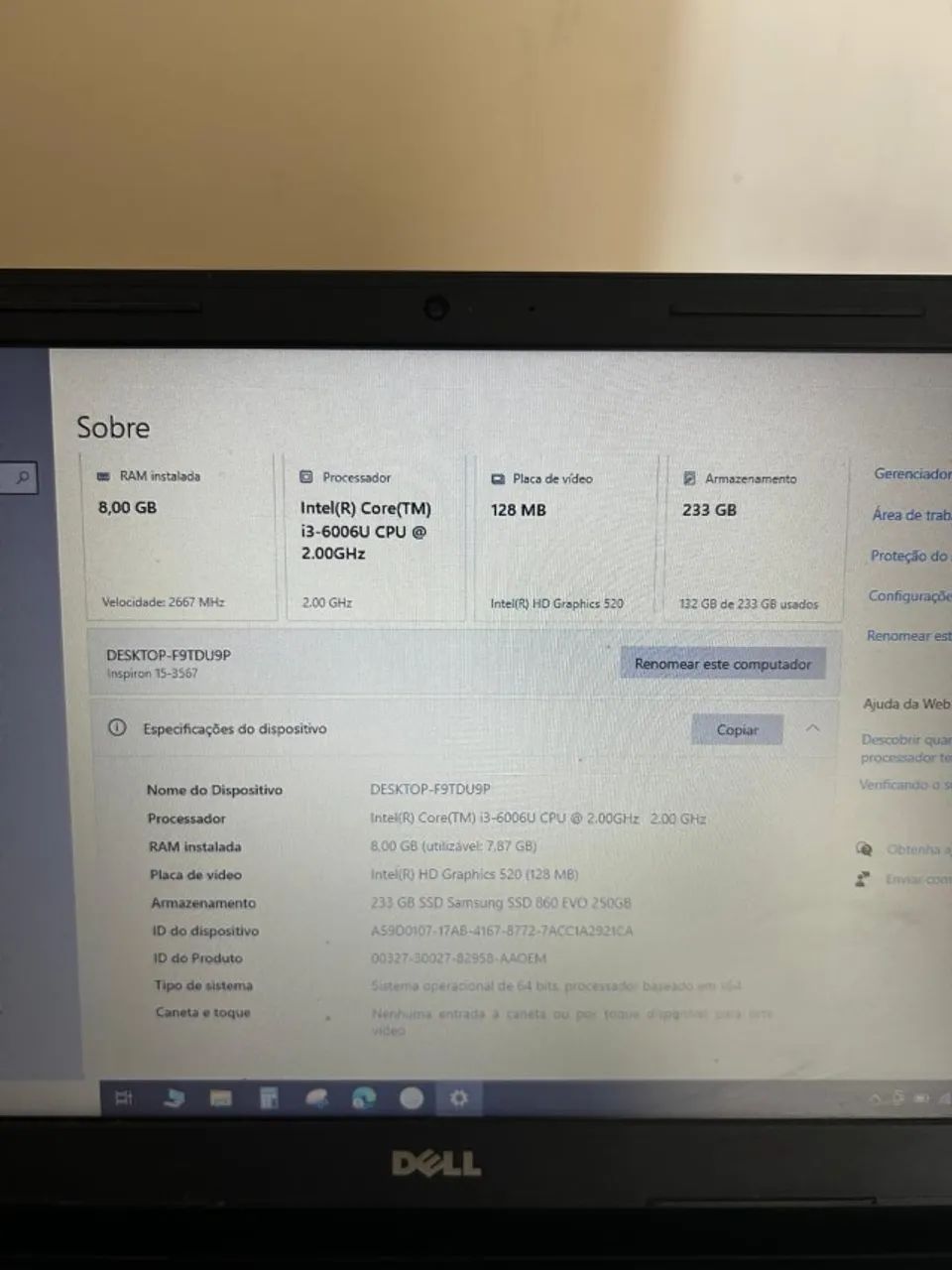 Notebook Dell 8Gb - Core i3 - SSD 250 Gb - Excelente - Foto 3