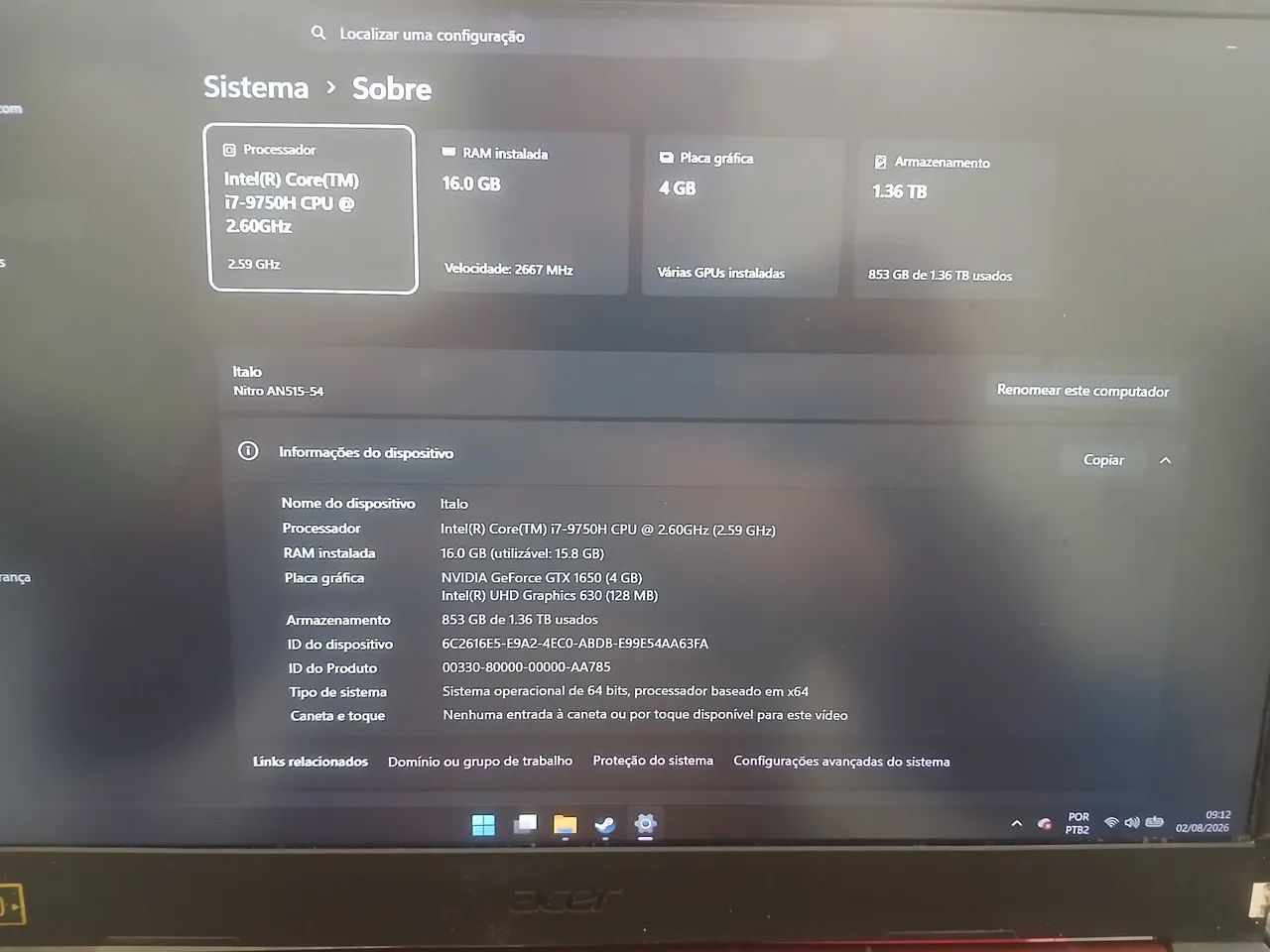 Notebook Acer Nitro 5 - Foto 3