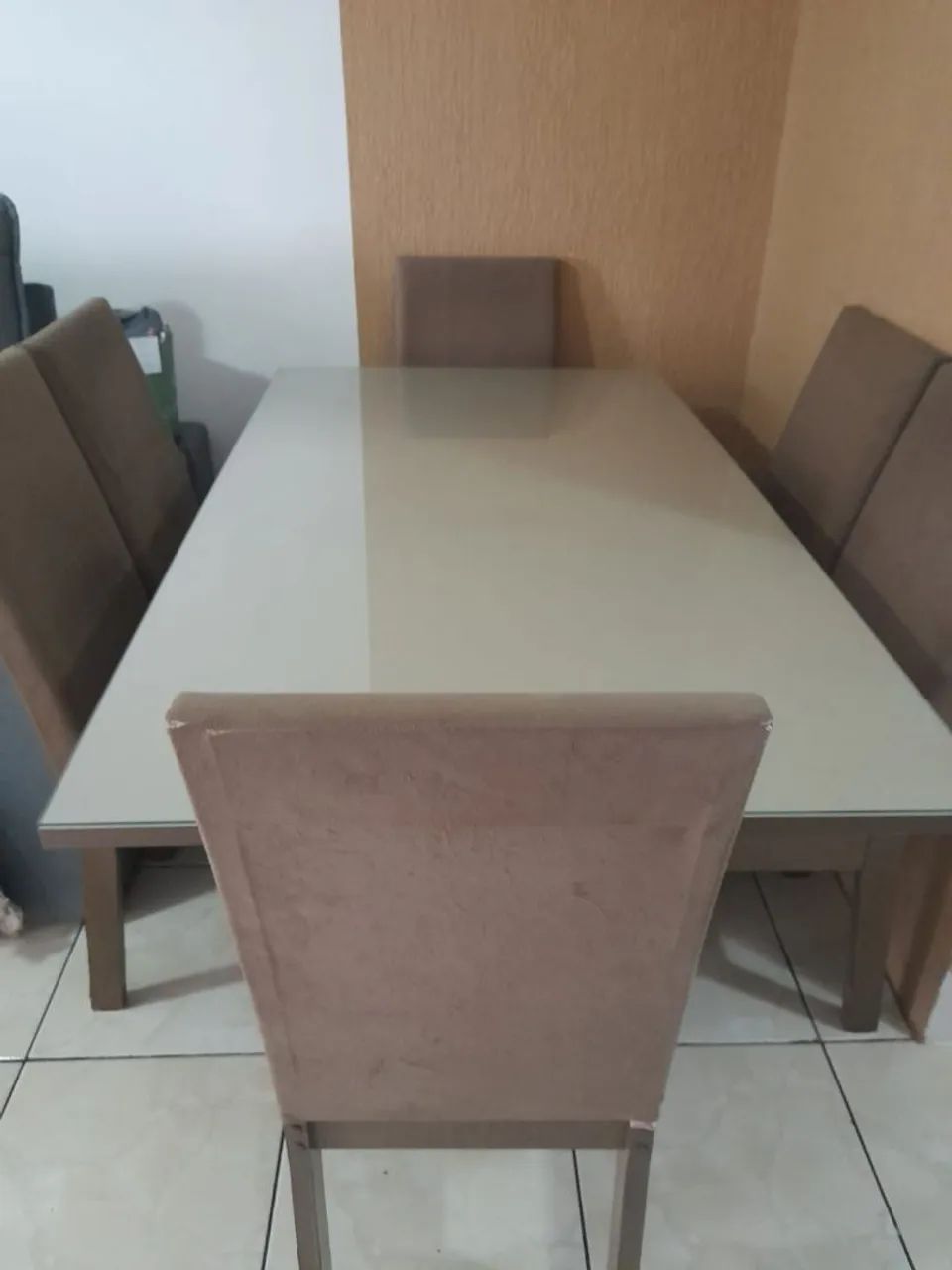 Mesa madeira com tampo de vidro  - Foto 4