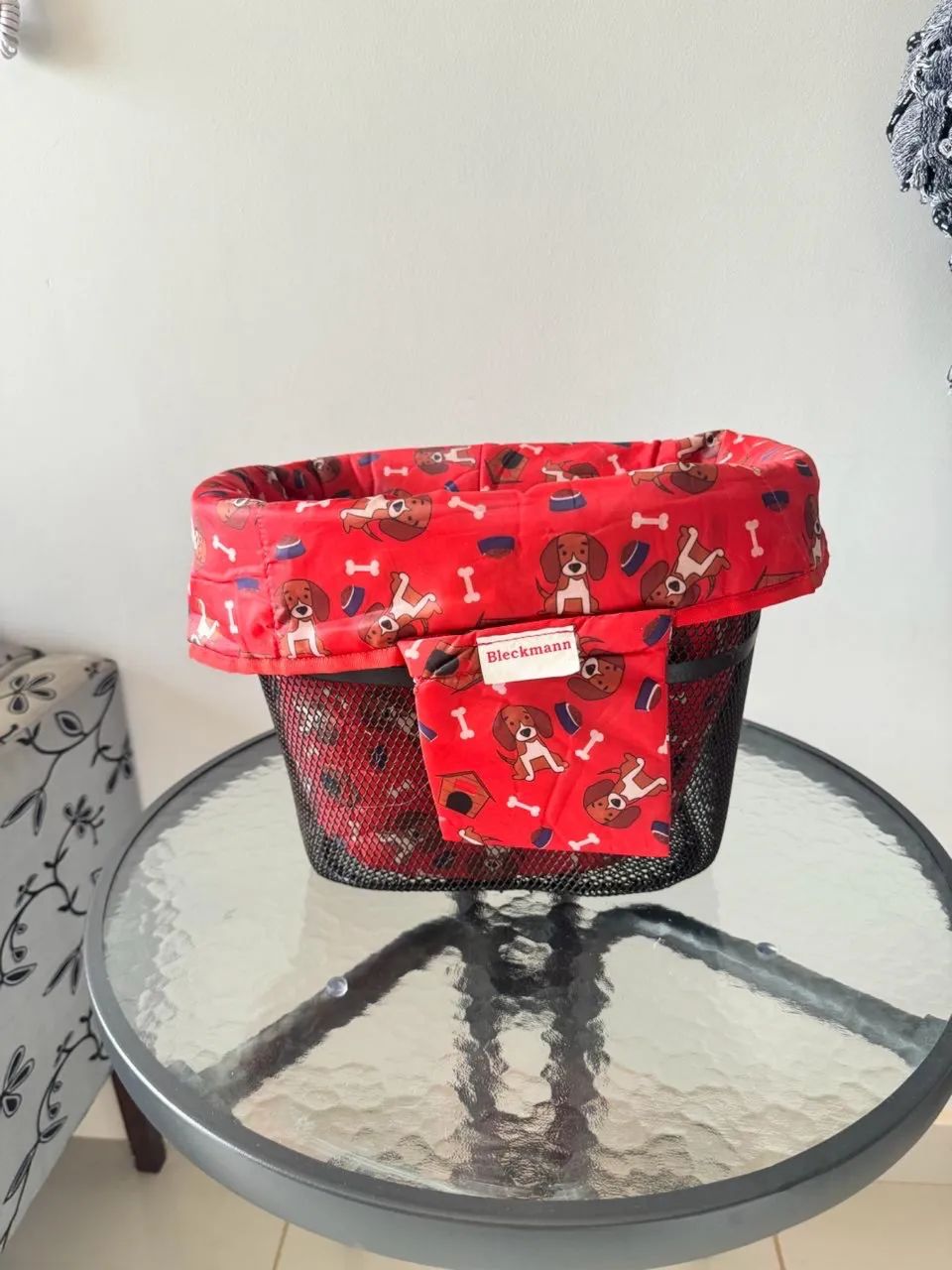 Cesta de bicicleta com estofado para cachorro (retirável)