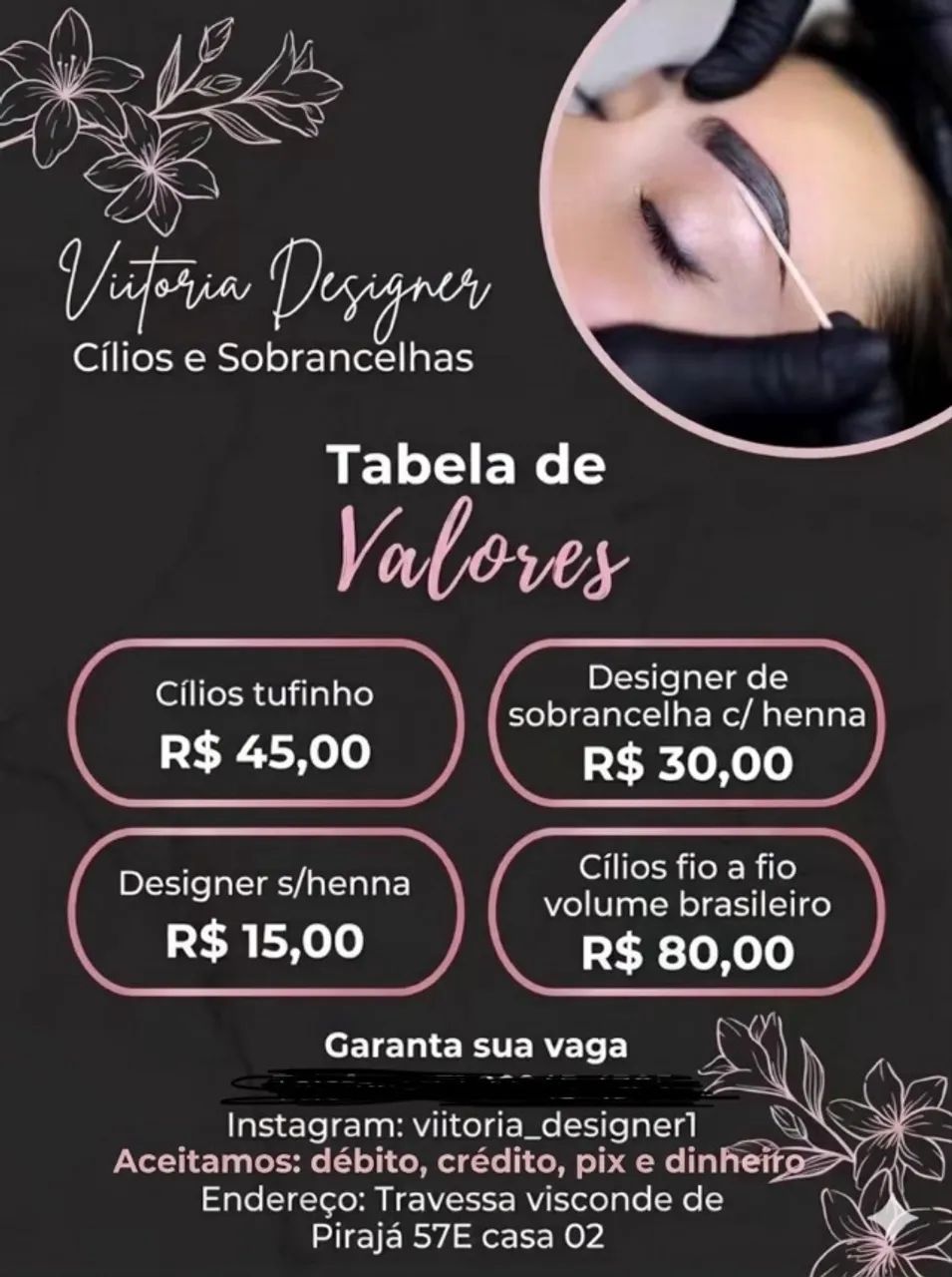 Serviço de Cílios e sobrancelha