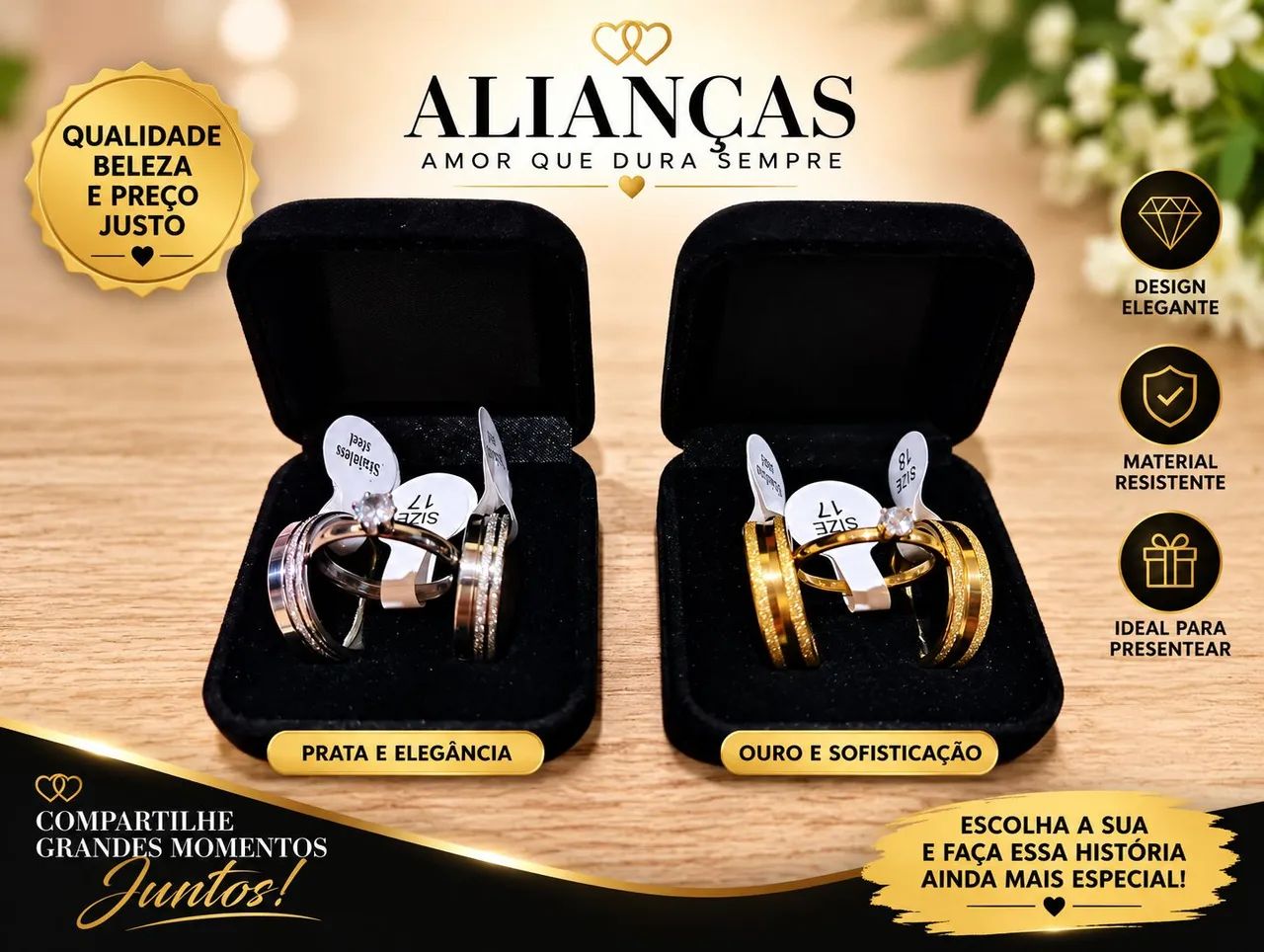 Trios Alianças Para Presentear A Pessoa Que Ama.