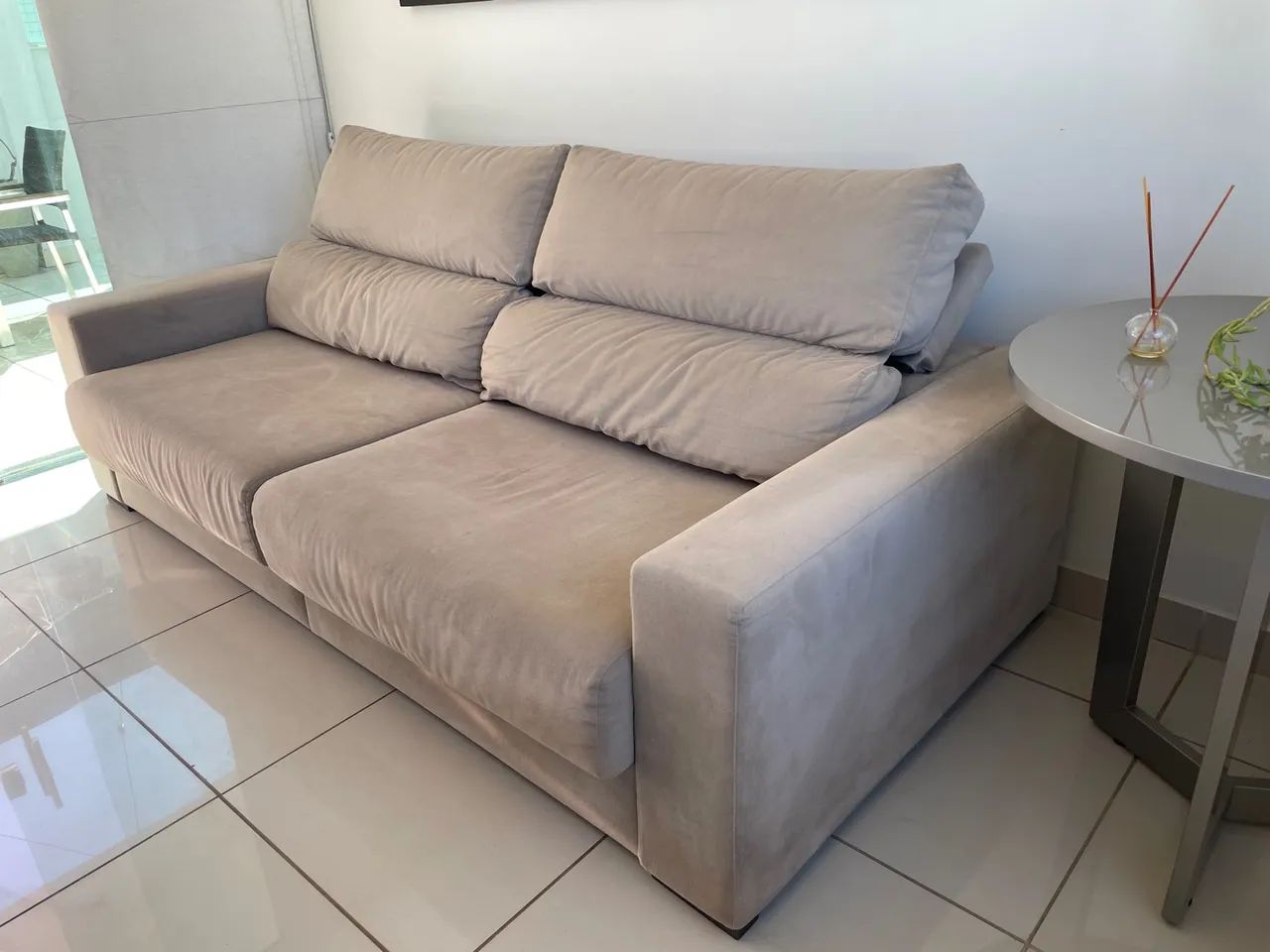 Sofá Líder Bege retrátil reclinável 2,40m - Foto 2