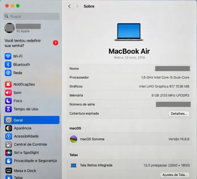 Vendo MacBook Air 2018, cor cinza espacial, com tela Retina de 13,3 polegadas. - Foto 3