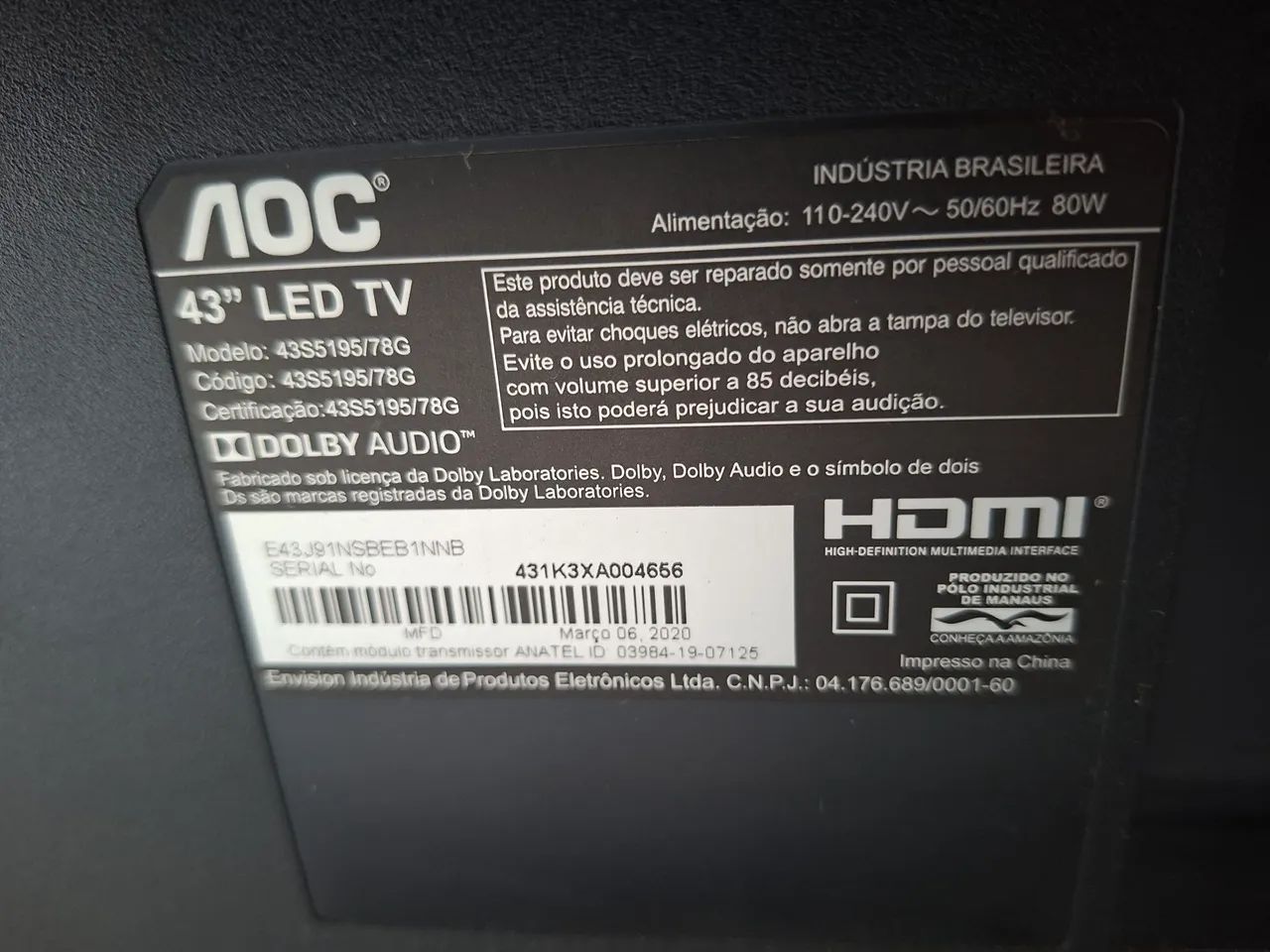 TV AOC 43 Polegadas  - Foto 4