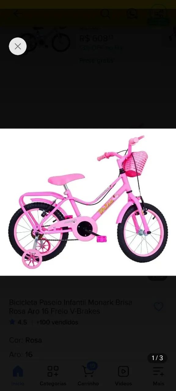 Bicicleta Monark pink infantil