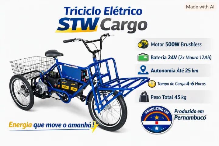  Triciclo elétrico, eficiente, moderno, funcional.
