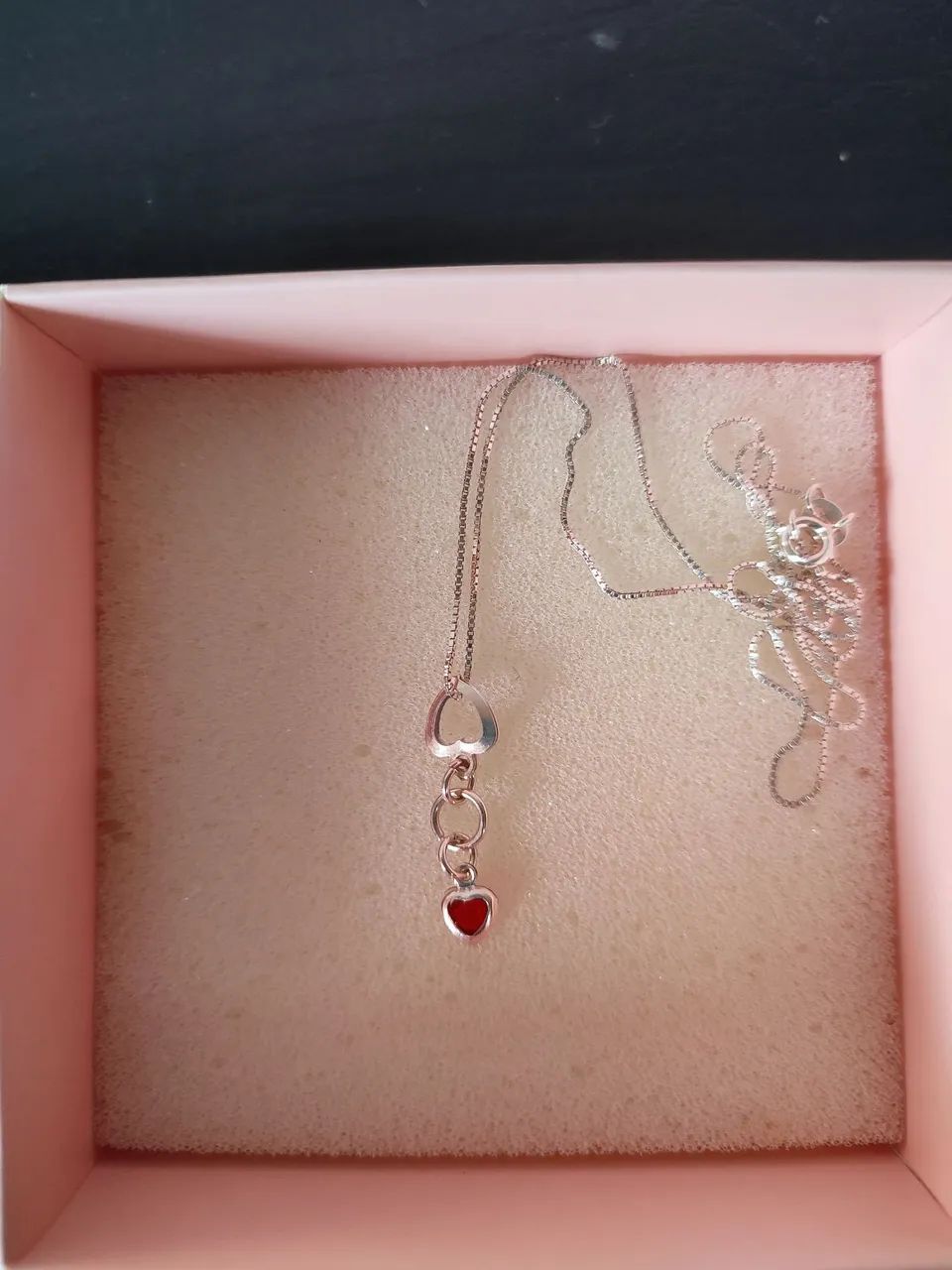 Colar de prata mini coração vermelho Silver Land