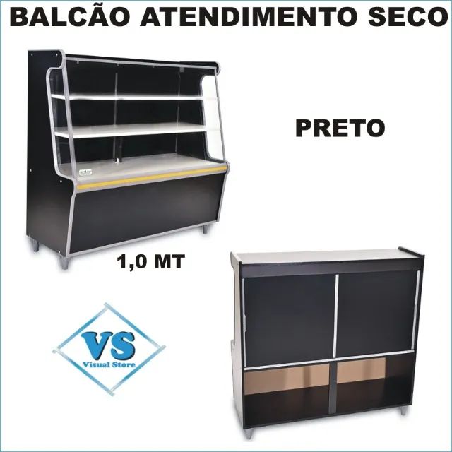 Balcão Seco em MDF 1,0 mt Cor Preto 