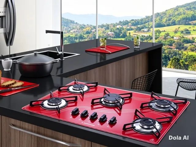 Fogão Cooktop Lines 5 Bocas Vermelho 