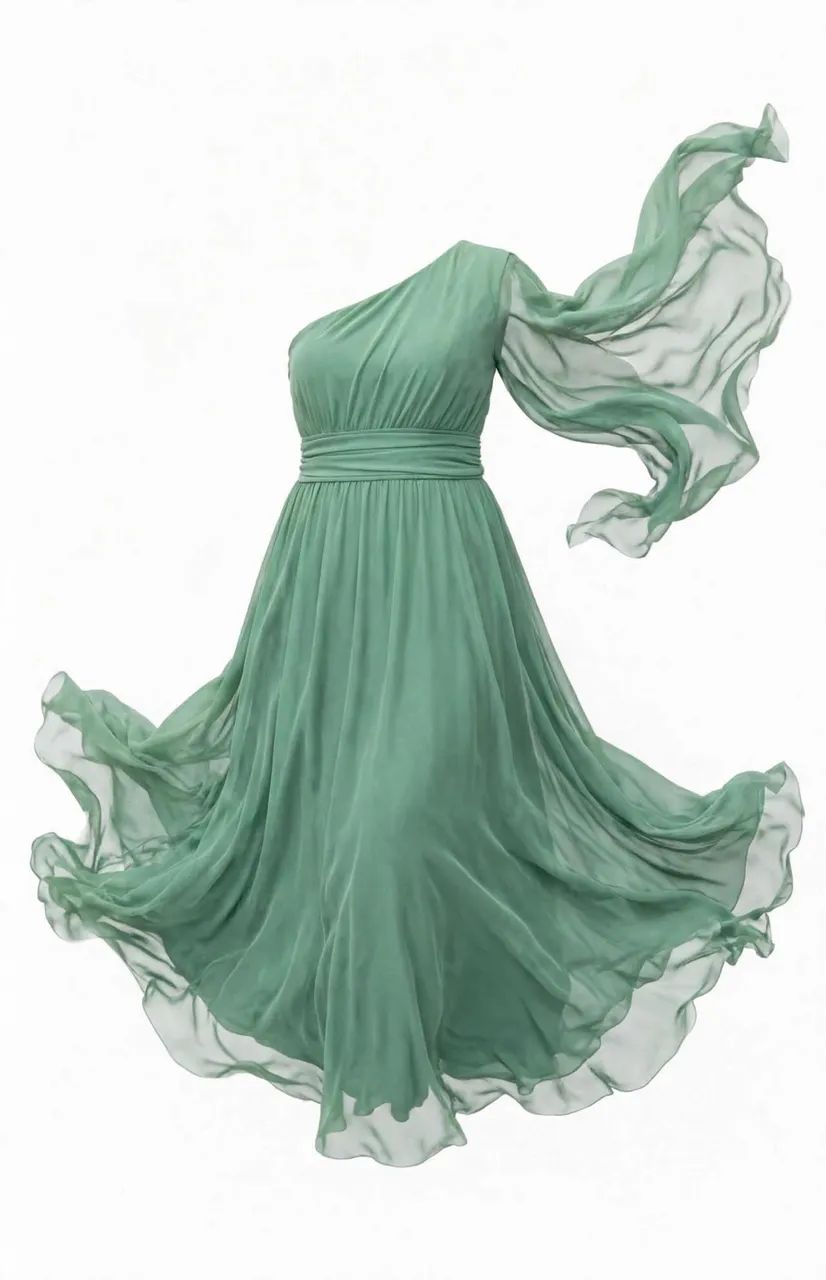 Vestido de festa elegante verde salvia - Foto 3
