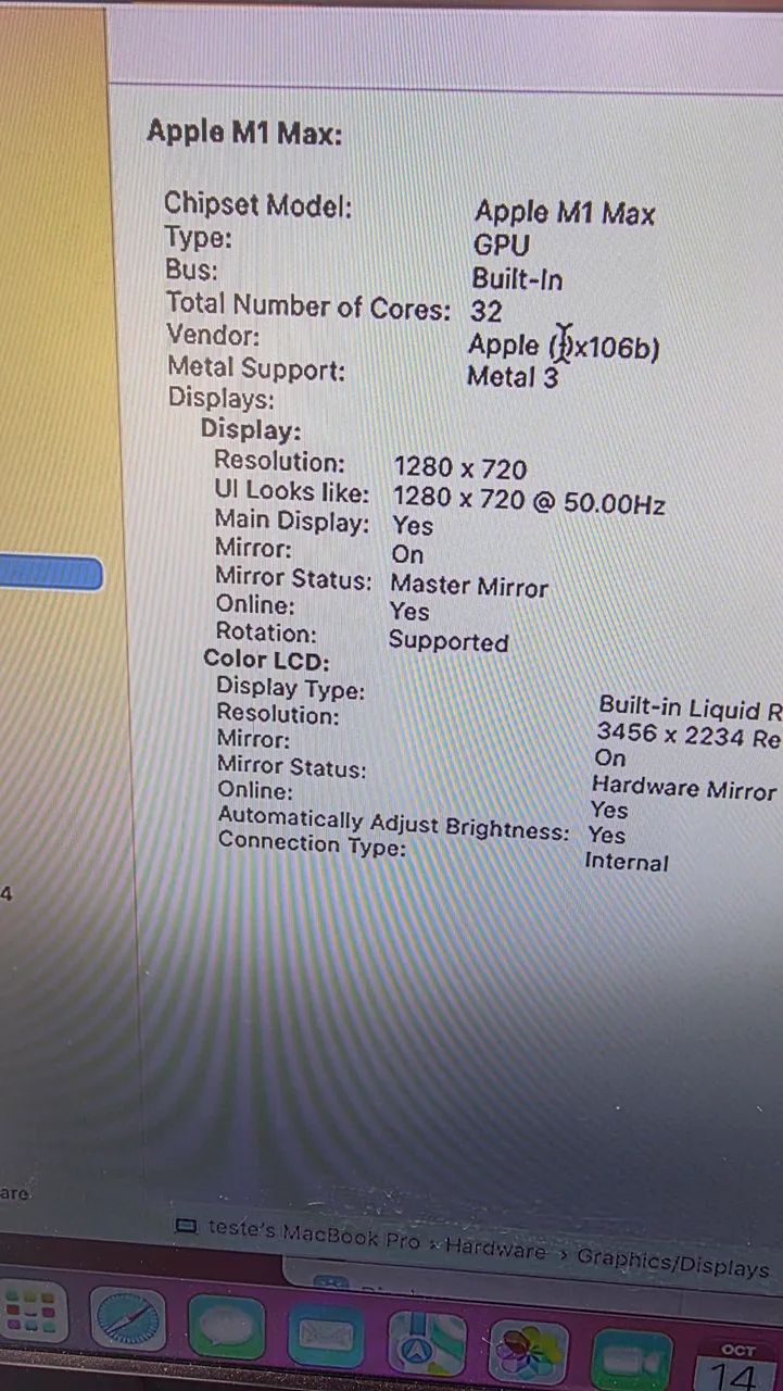 Macbook Pro 16 M1 Max 32GB 1 TB GPU32 tela quebrada - Foto 5