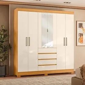Guarda Roupa 6 Portas 4 Gavetas com Espelho 