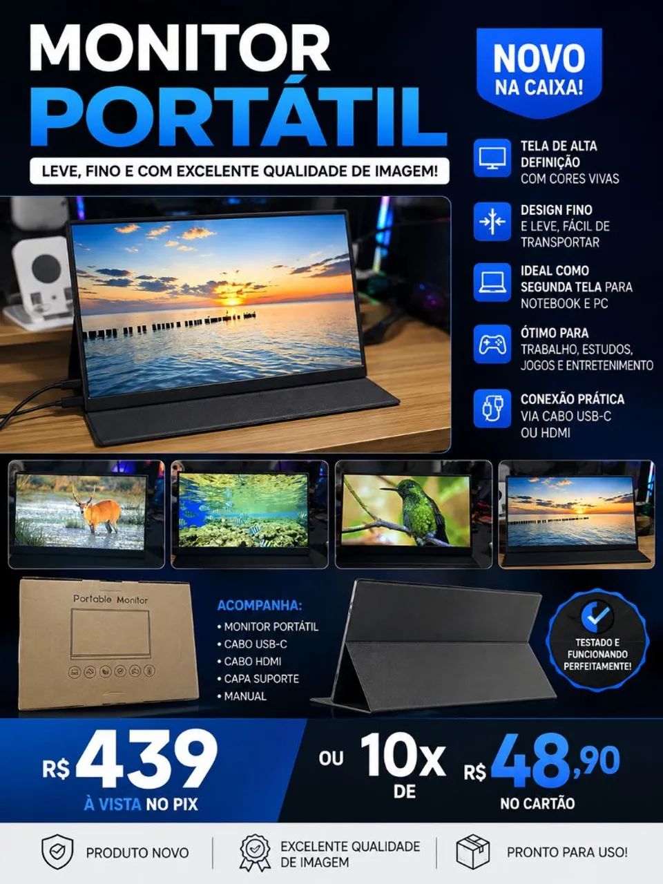 Monitor Portátil -  Novo - Foto 2