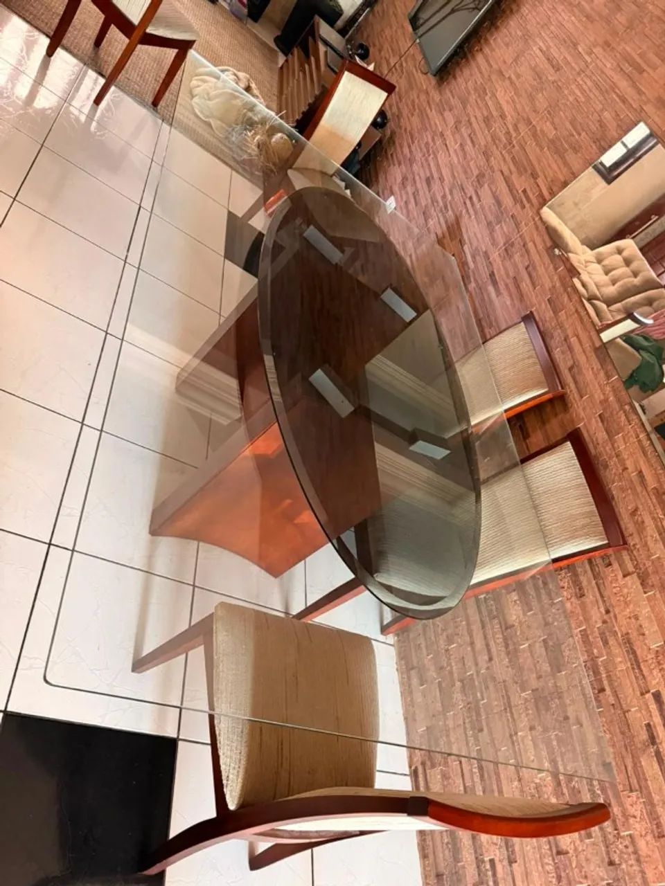 Tampão de mesa de vidro - oval ou retangular