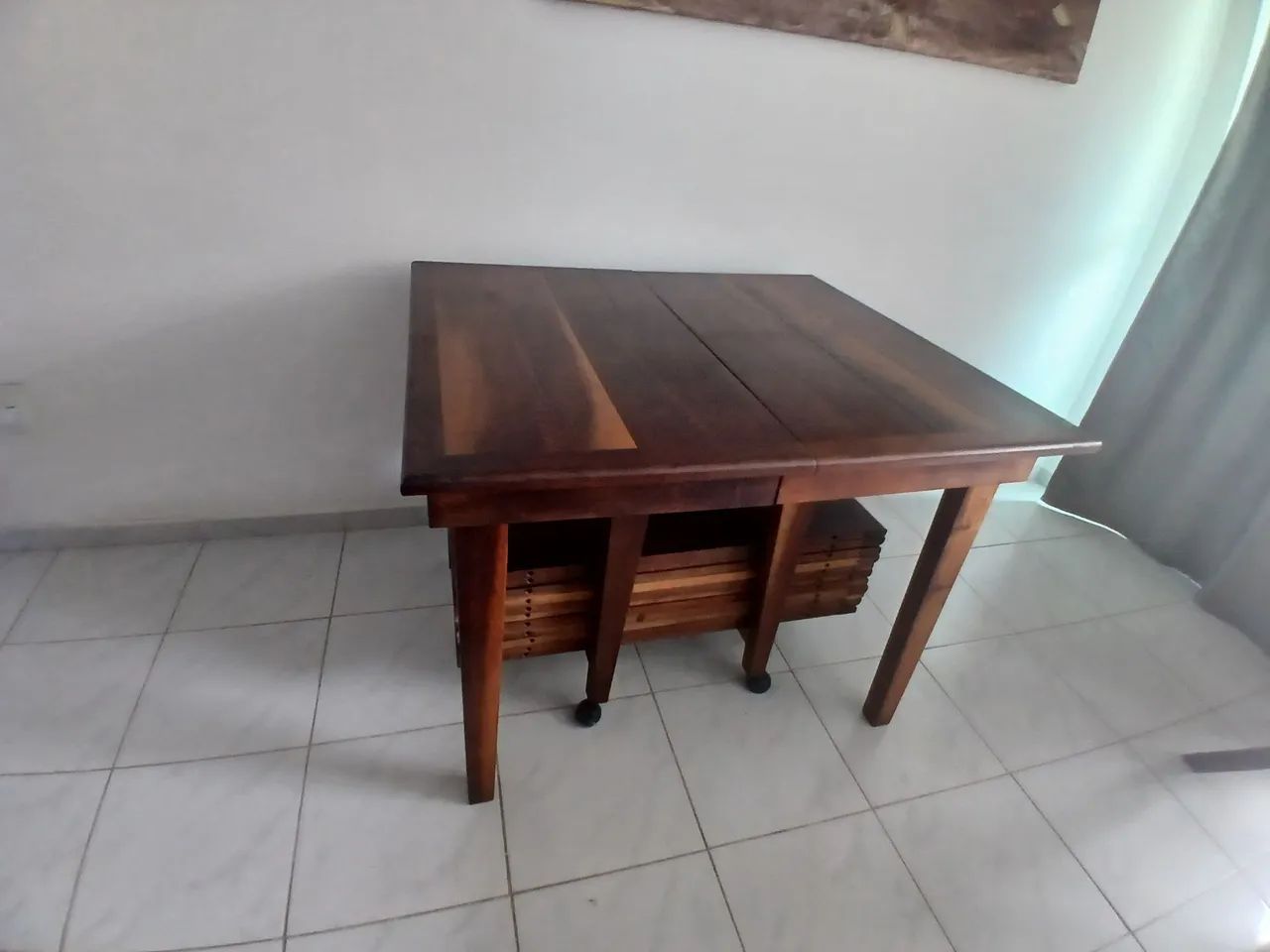 Mesa Elástica Rústica Madeira Maciça Imbuia usada - Foto 3