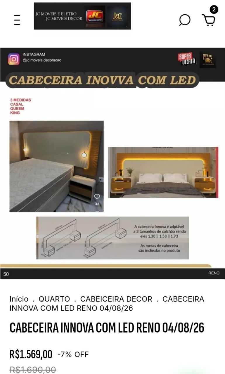 CABECEIRA INNOVA COM LED ?