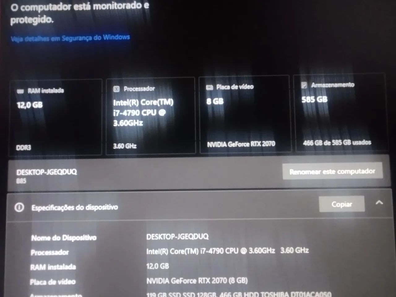 I7 4790 rtx 2070 12gb SSD 128 hd500 - Foto 3