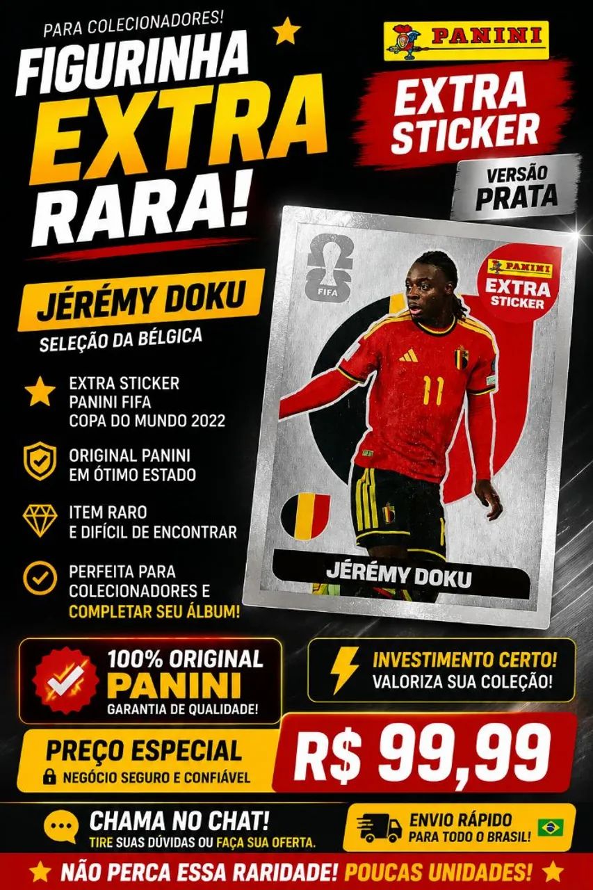Figurinha Jérémy doku prata super rara word cup 