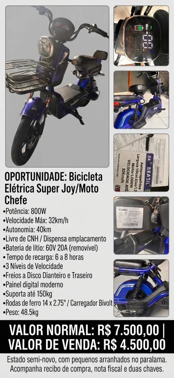 Bicicleta elétrica super joy 