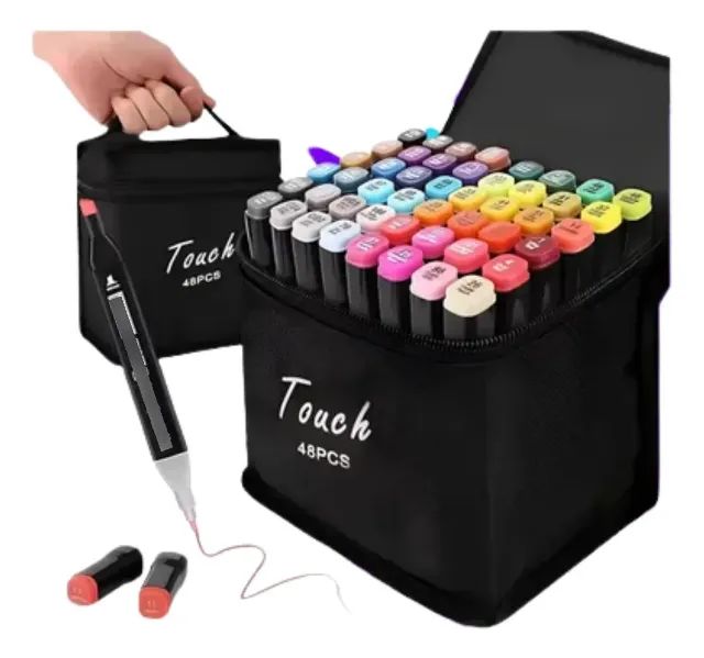 Kit Canetas Canetinhas Marcador - 48 peças com estojo