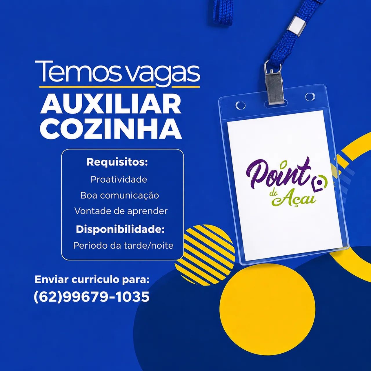 Vaga para auxiliar de produção/atendimento 