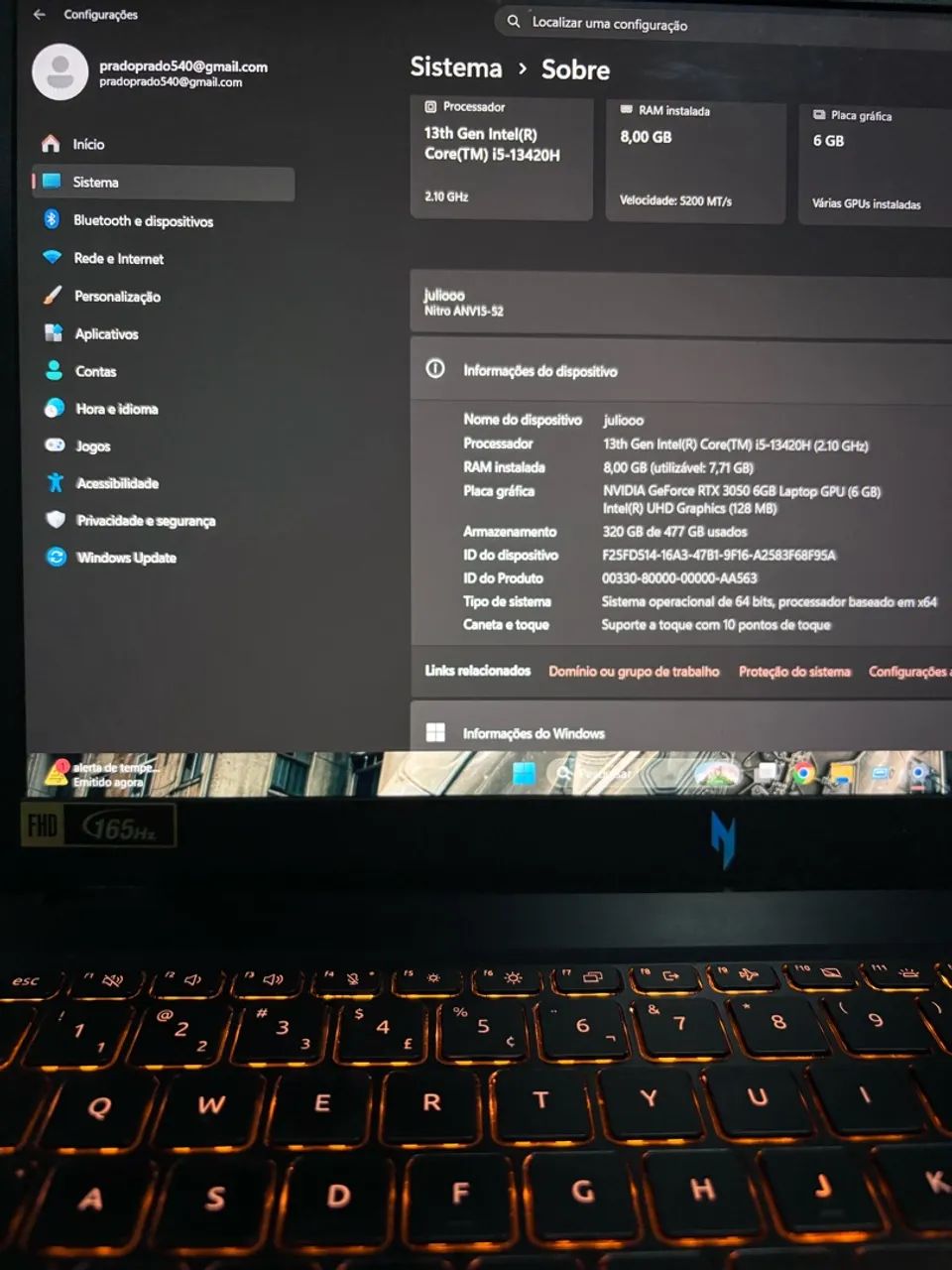 Notebook Gamer Acer Nitro V15 - Foto 3