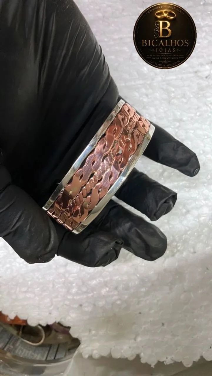 Bracelete em cobre puro com prata - Foto 2
