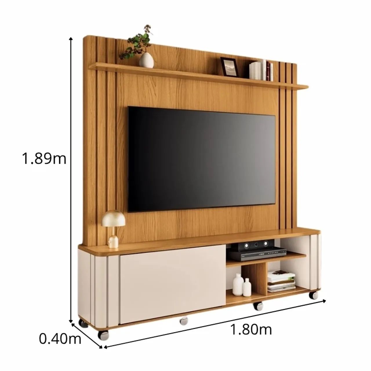 Home Theater Trinus Larg. 1.80m Cinamomo/Off para TV's de até 70 Polegadas  - Foto 3