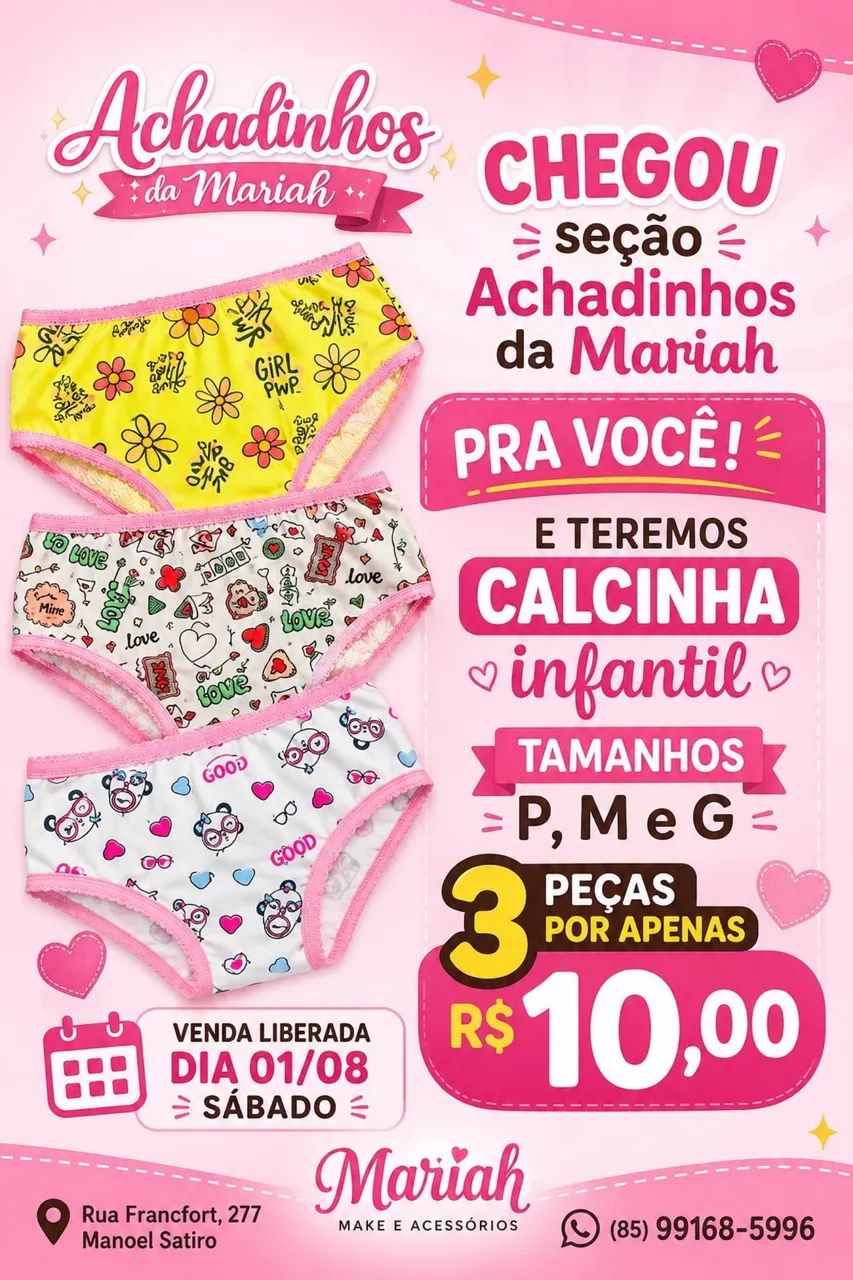Calcinhas infantis 