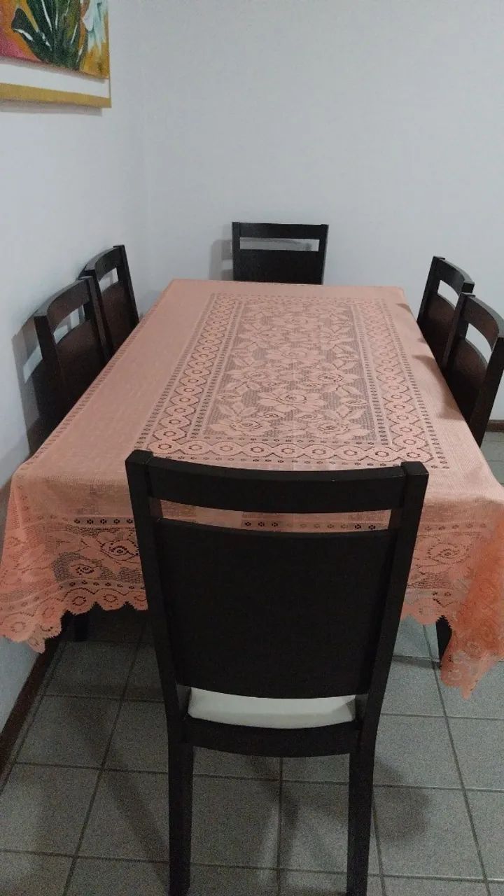 Mesa de jantar retangular com tampo de vidro, com 6 lugares - Foto 2