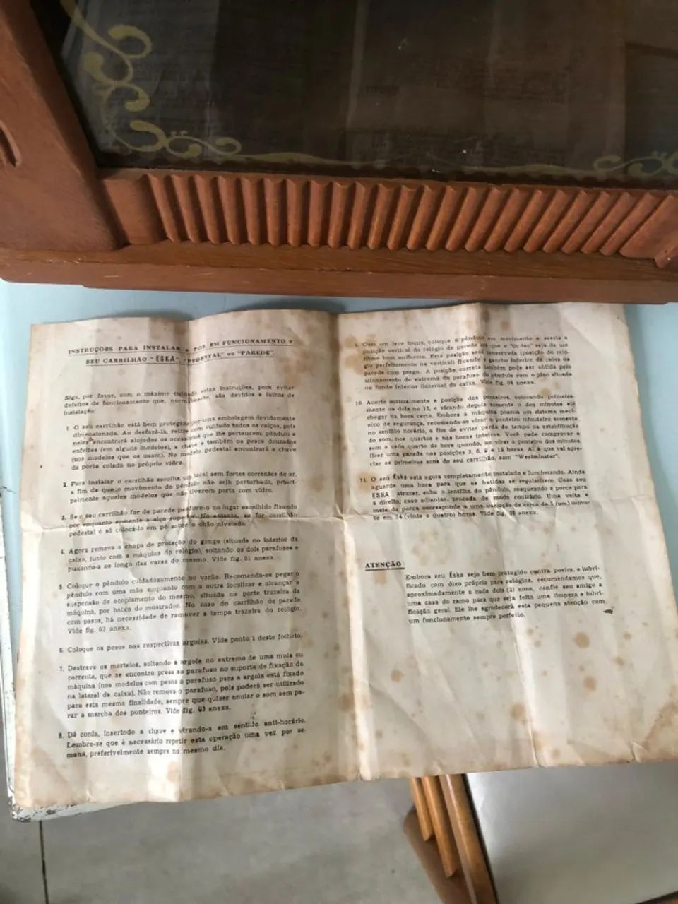 Relógio carrilhão antigo Eska de parede com chave e manual original - Foto 4